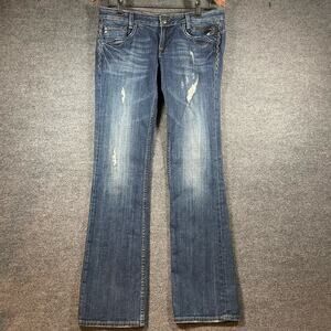 ReRock  for Express Boot Jeans Women's 8 Dark Wash Flap Pocket Distressed